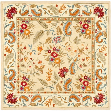 SAFAVIEH Chelsea Alaia Floral Wool Area Rug  Ivory  3 9  x 5 9 Chelsea Rug Collection. Americana Area Rugs. The Chelsea Collection of Americana styled area rugs is a marvelous display of turn-of-the-century designs in warm  inviting color palettes. Made from 100% pure virgin wool pile for a soft feel and sophisticated look that enriches the character of home decor. Available in a wide selection of country or floral designs. Use the Chelsea rugs for a designer chic and transitional upgrade in your home.