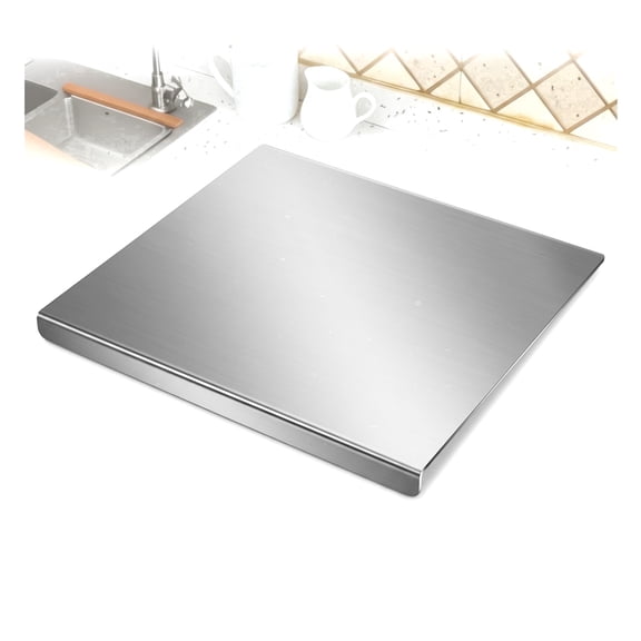 Stainless Steel Cutting Board – Large 15.7×11.8in (40×30cm), 304 Food-Grade, with Lip & Cover, for Meat, Veg, Pizza & Baking
