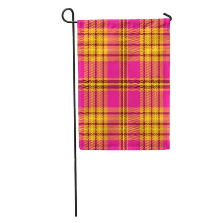Garden Furniture With Pallets SIDONKU Tartan Plaid Pattern Checkered in Palette of Fuchsia Pink Yellow Garden Flag Decorative Flag House Banner 12x18 inch ()