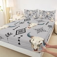 thumbnail image 3 of jejeloiu Rustic Western Cowboy Queen Sheet Sets,Farmhouse Bull Skull Flat Sheet,Aztec Rhombus Triangle Queen Fitted Sheet For Adults,Super Cozy Room Decor,4-Piece, 3 of 7