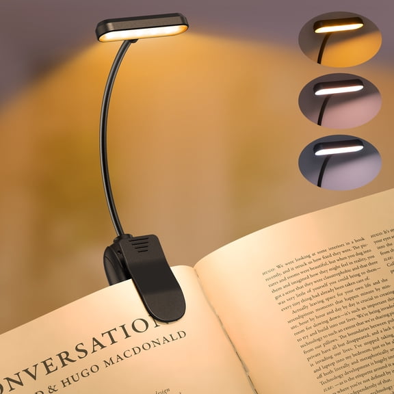 Victsing Rechargeable Book Light,Portable Clip on LED Reading Light for Reading in Bed with Eye Caring 3 Color Temperatures,5 Brightness Levels,Lightweight for Book Lovers