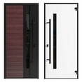thumbnail image 4 of Front Exterior Prehung Steel Door / Ronex 0162 Red Oak / Side and Top Exterior Window Sidelite / Entry Metal Modern Painted W36+12" x H80+16" Right hand Inswing, 4 of 6