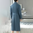 thumbnail image 6 of VNKIDY Men's Pajama Soft Solid Color Nightrobe With Contrast Trim Long Sleeve Button Down Full Length Robe With Belt Design Front Pockets Cozy Homewear, 6 of 9