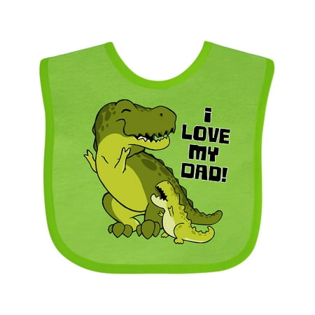 

Inktastic I Love My Dad with Baby and Daddy Tyranasaurus Rex Gift Baby Boy or Baby Girl Bib