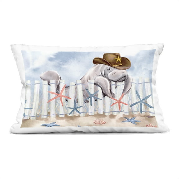 Stupell Industries Coastal Cowboy Manatee Decorative Printed Throw Pillow Design by Ziwei Li
