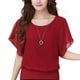 thumbnail image 2 of Minnieouse Camiseta de gasa de verano para mujer, camiseta informal de manga corta, blusa informal Prendas para la parte del cuerpo Vino rojo SG, 2 of 6