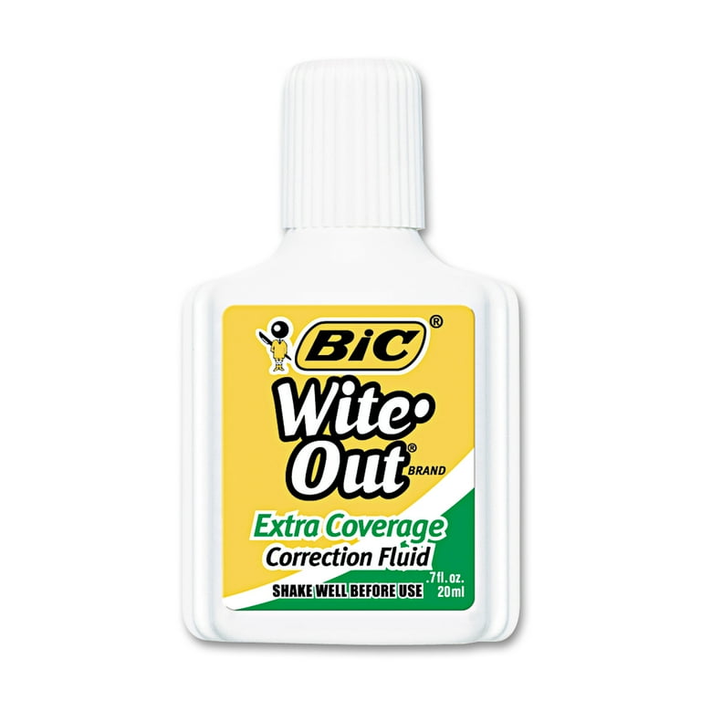 Wite-Out Extra Coverage Correction Fluid, 20 mL Bottle, White, Dozen Wite-Out Extra Coverage Correction Fluid, 20 mL Bottle, White, Dozen