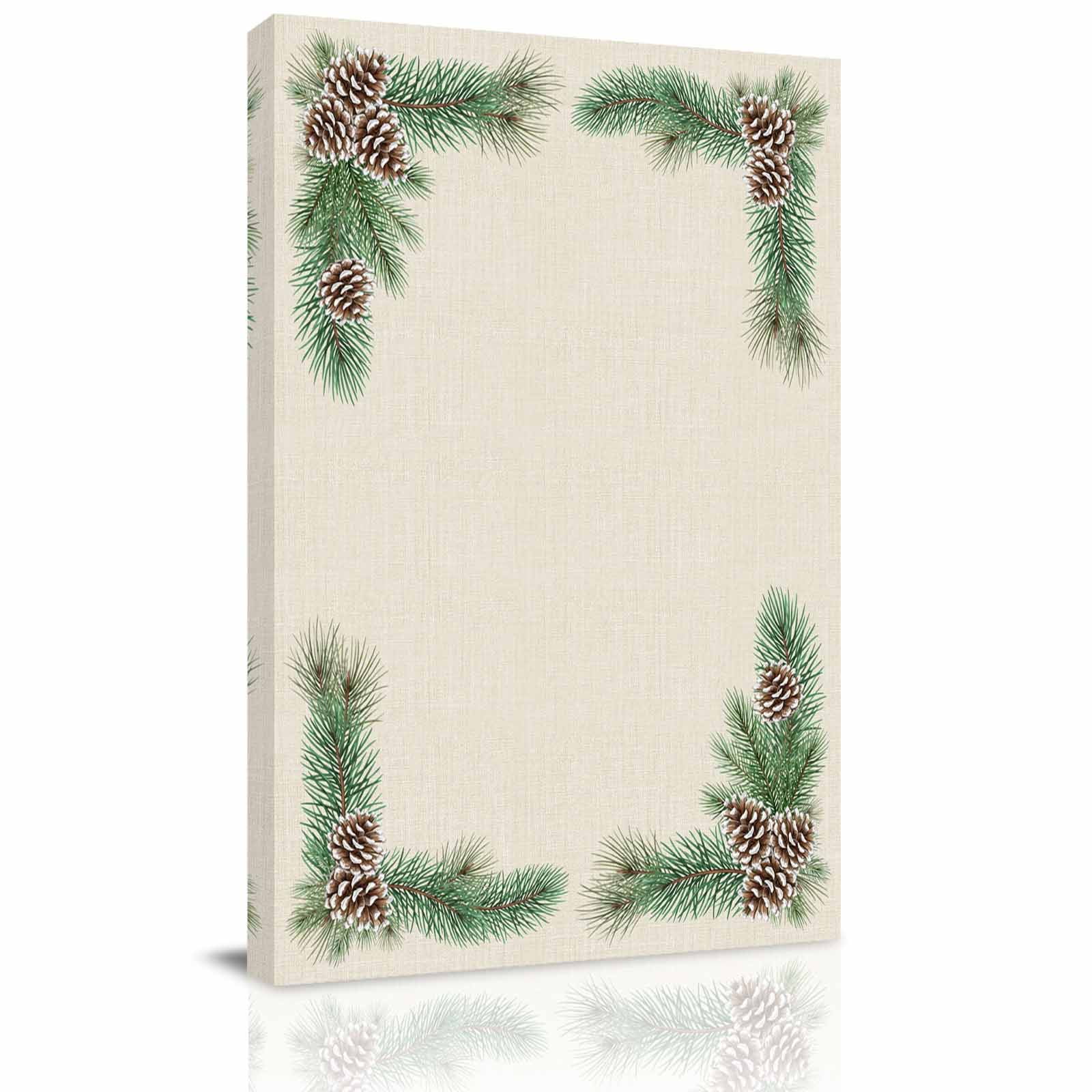 Canvas Wall Art Christmas Pine Needles Framed Canvas Prints for Bedroom Bathroom Farmhouse Xmas Pinecone Branch Beige Gallery Wrapped Wall Decor for Home Office Gifts 11 x14 Ship Next Day