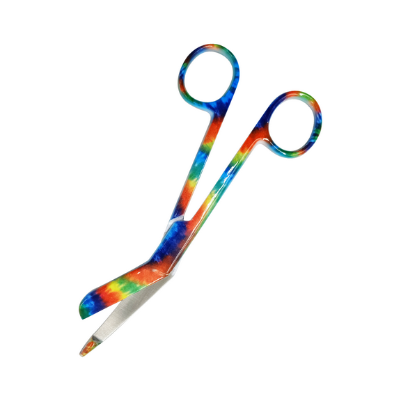 Artzone Lister Bandage Scissors - 5.5-Inch Cynamed Stainless Steel Shears - Multi-Color Tye Dye