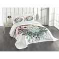 thumbnail image 3 of Ambesonne Animal Quilted Bedspread Set 3 Pcs, French Bulldog Flowers, Queen Size, Pale Green Pale Pink, 3 of 5