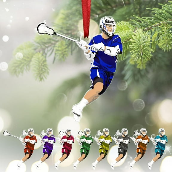 Personalized Lacrosse Ornament Lacrosse Christmas Ornament Lacrosse Ornaments for Christmas Tree Lacrosse Gifts Lacrosse Coach Gifts Lacrosse Player Gift Sport Fan (LC2) - 3254 (Blue)