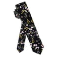 thumbnail image 5 of Cotton Floral Tie for Men 2.5" Printed Skinny Necktie Pocket Square Tie Clip Set Flower Wedding Party Graduation Black, 5 of 6