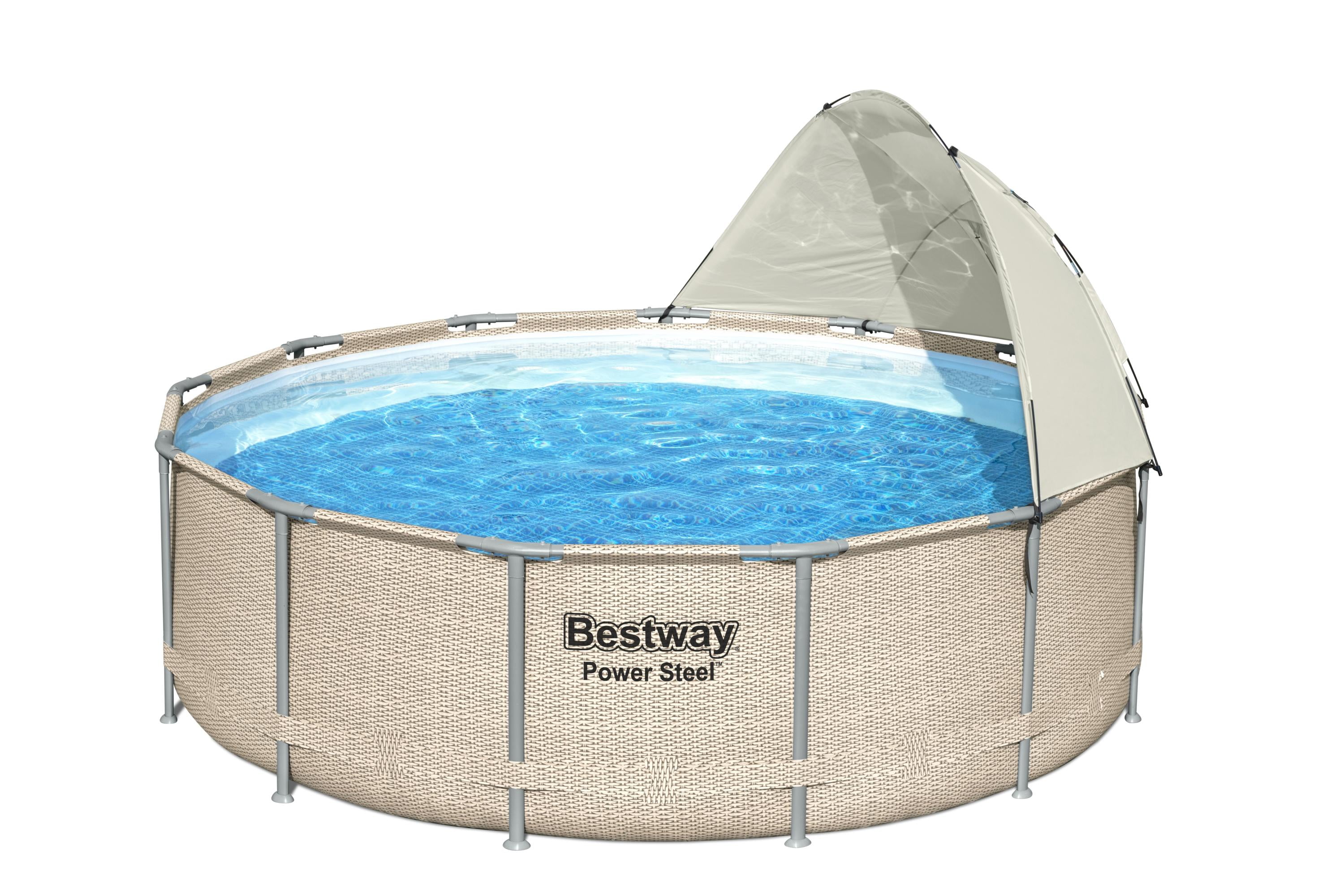 Flowclear Round Pool Canopy Sunshade, Compatible with 10'-18' Round Above-Ground Pools