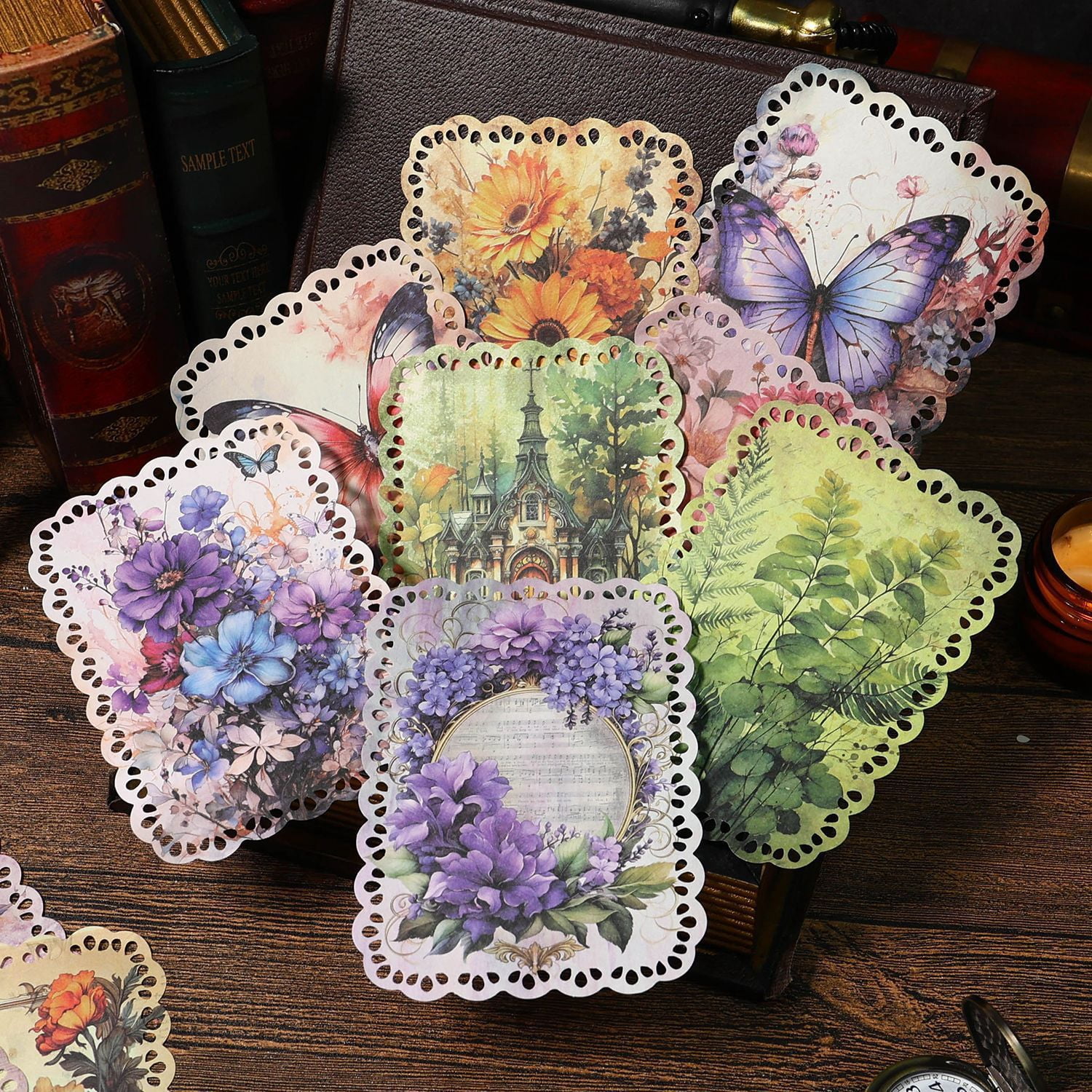 20 Sheets Gugu Forest Scrapbook Paper - Banna's Garden Series, Vintage American Botanical and Butterfly Designs