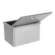 Drop in Ice Chest, Drop in Cooler Stainless Steel with Hinged Cover Bar Ice Bin Drain-Pipe and Drain Plug for Cold Wine Beer (20*14*13inch, 40L/42.2Qt)