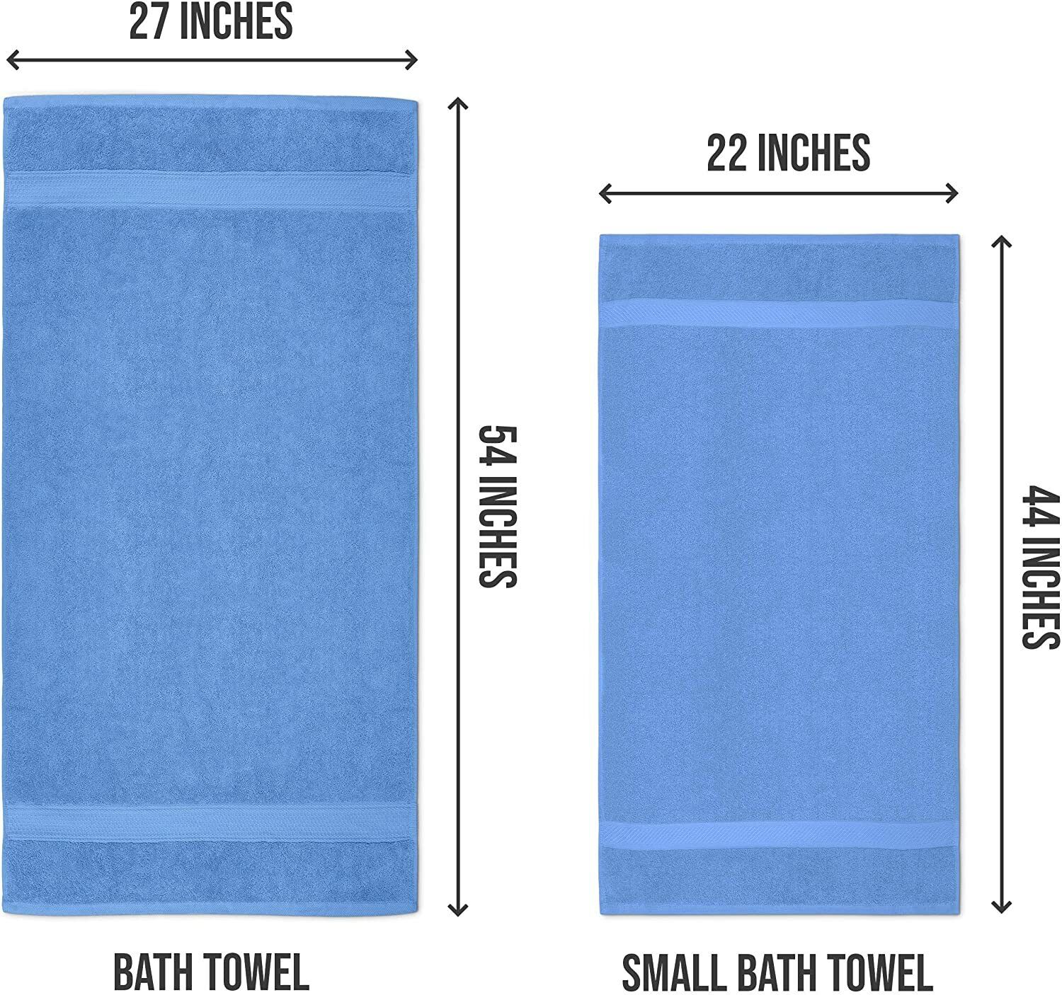 Pack 6 Cotton Bath Towels 22x44 Inch Super Absorbent  For Pool Spa
