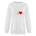 thumbnail image 5 of Qertyioot T-Shirt Graphique pour Femmes de la Saint-Valentin à Manches Longues, Haut à Col Rond Imprimé, Chandail Décontracté, 5 of 5