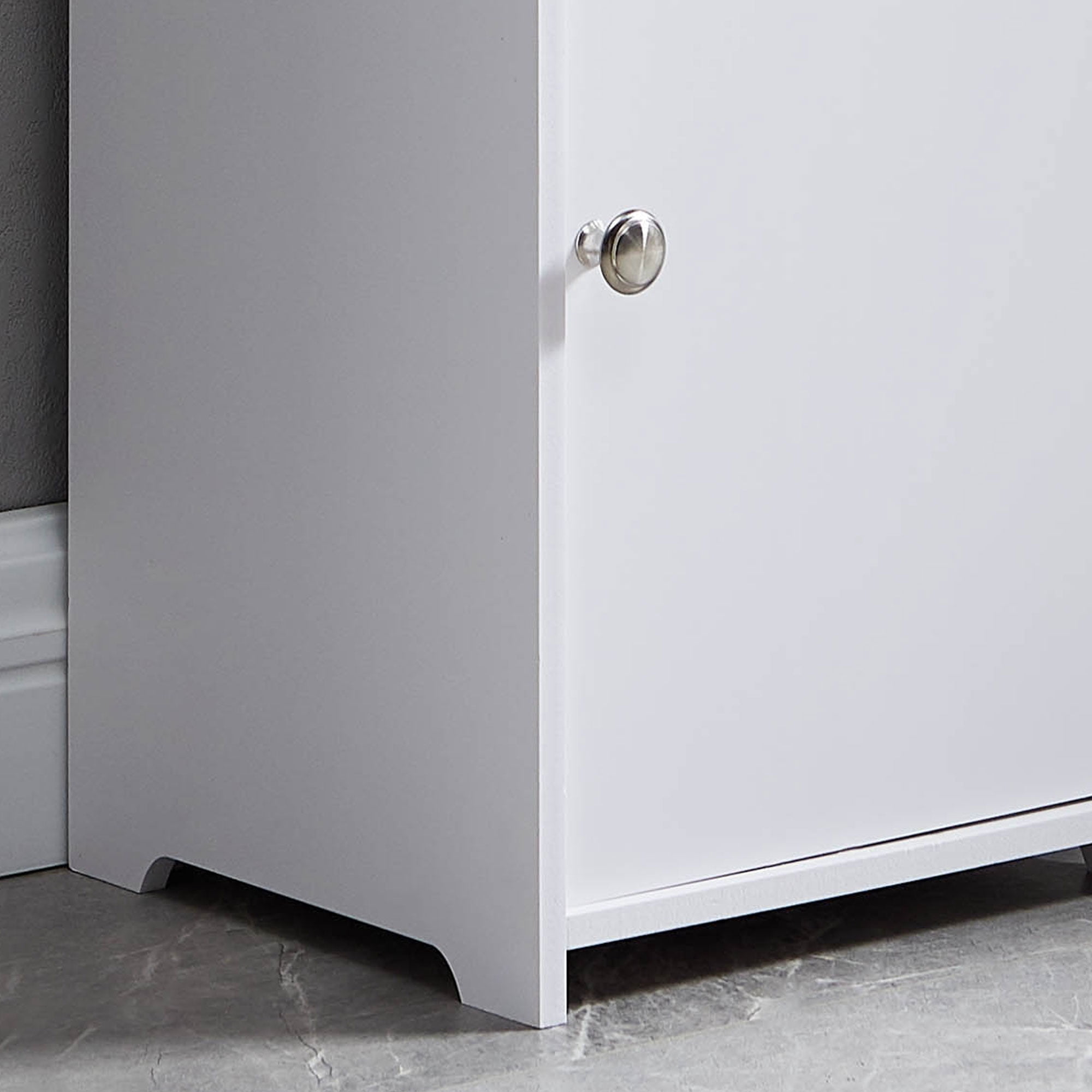 Kings Brand Furniture Basic Bathroom Storage Cabinet – White Plastic & Wood, 2 Cabinets with Shelves Behind Doors