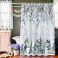 thumbnail image 6 of Blue Christmas Snowman Shower Curtain Set with Hooks, Watercolor Winter Floral Leaves Waterproof Fabric Bathroom Curtains Decor Home Accessories,72 X 72 Inch Long, 6 of 9