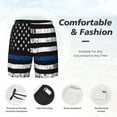 thumbnail image 3 of Lsque Thin Blue Line Flag Pattern Swim Trunks- Bathing Suit Compression Liner - Beach Swim Shorts Swimwear - (S-3XL) - Stretch Quick Dry-Large, 3 of 6