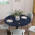 thumbnail image 5 of Blue Starry Sky Round Tablecloth for 55-60 Inch Tables, Fitted Table Cover with Elastic Edge, Universe Space Galaxy Night Star Waterproof Outdoor Table Cloth Protector for Patio Garden Dinner Picnic, 5 of 9