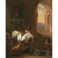 thumbnail image 2 of Nicolaes Pietersz. Berchem 20x24 Black Ornate Framed Double Matted Museum Art Print Titled: A Stable Interior, 2 of 5
