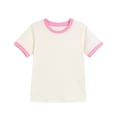 thumbnail image 5 of XUNKUSGA Summer Tops 1-15Y Comfortable Cute Crewneck Raglan Short Sleeve Girls T Shirts Fashion Vintage Color Block Basic Tee Tops for Kids,Pink, 5 of 7