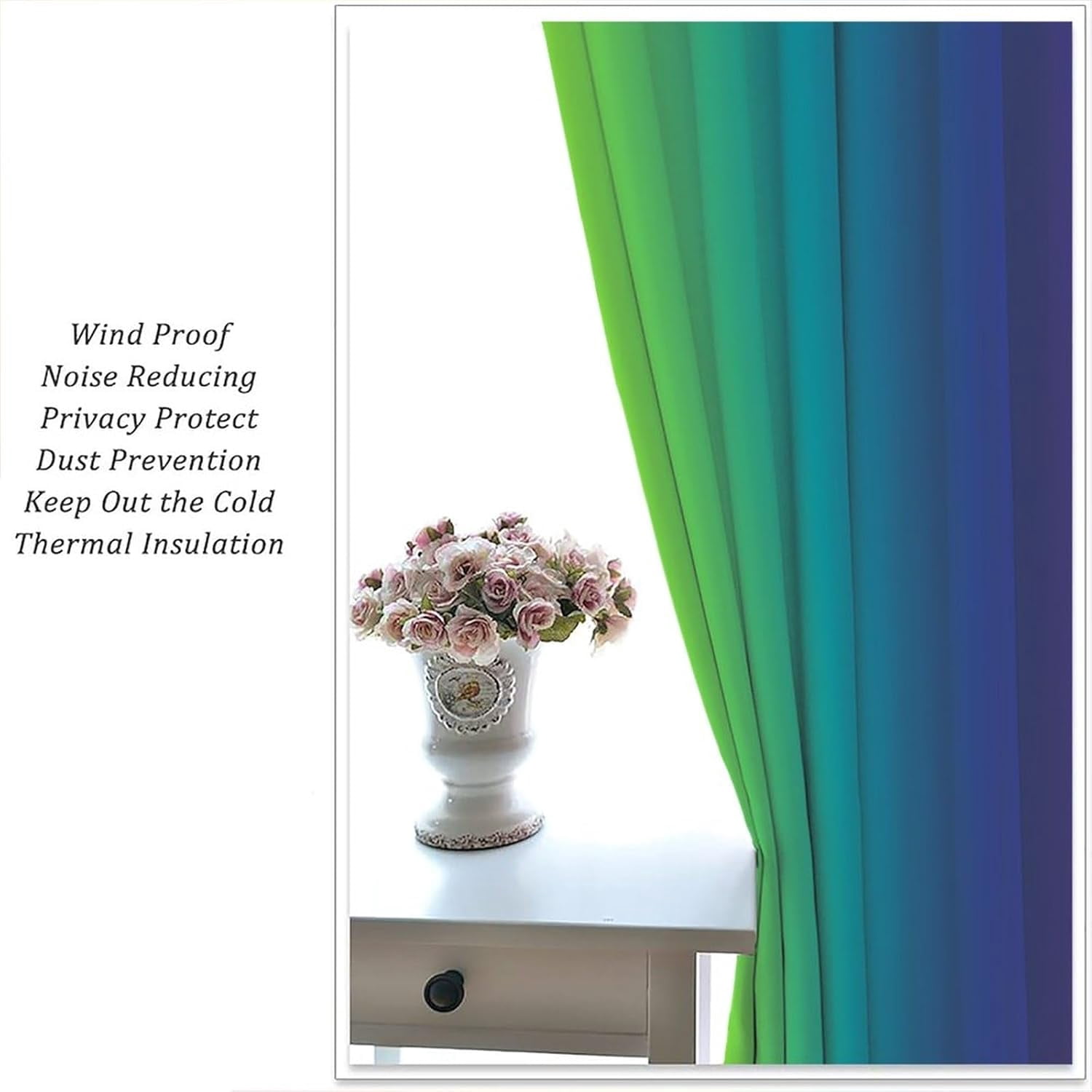Rainbow Window Curtains, Abstract Colorful Rainbow Matching Art Theme Window Treatments Gradations of Colors Pleasant Atmosphere Blackout Rod Pocket Window Drapes for Bedroom Living Room 84x84in