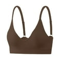 thumbnail image 4 of FUNUONY Women's Push Up Wireless Comfortable Padded Plunge No Underwire Everyday Bra Women's Bralette V Neck Wireless No Padded Bra Comfortable Everyday Bras Coffee L, 4 of 5