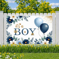 thumbnail image 7 of Floral Design Baby Shower Banner Blue Balloons Baby Announcement for Indoor Decoration Baby Party Celebration Newborn Event, 7 of 7