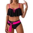 thumbnail image 1 of SUNSIOM Mommy and Me Swimsuit, Contrast Color Leaves Print Ruffled Bra with Briefs Family Matching Swimsuit 2-piece Summer Bikini Set, 1 of 6