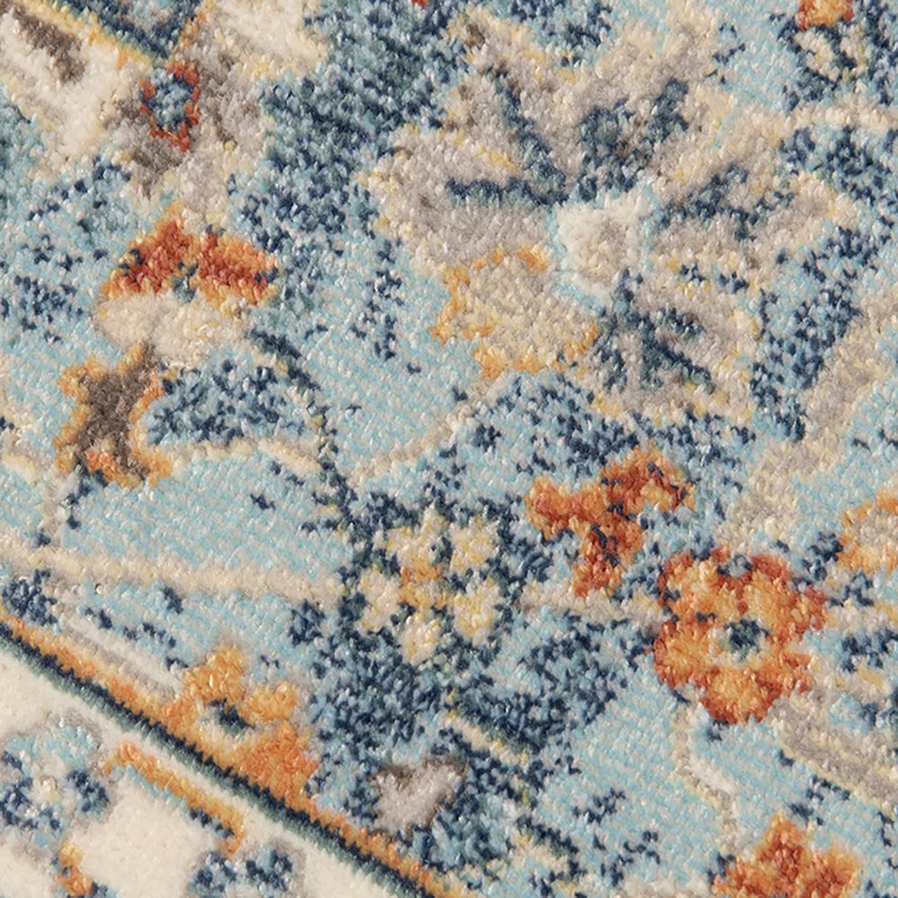 5' X 7' Blue and Orange Floral Stain Resistant Indoor Outdoor Area Rug Color: Navy, Size: 7'9" x 9'9"