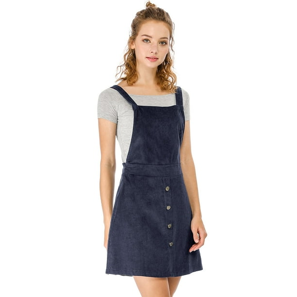 Dia de san patricio vestido tipo peto tipo peto evase con tirantes de pana para mujer azul l allegra k falda