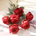 thumbnail image 1 of Lot de 6 Bouquets de Fleurs Artificielles - Décoration Intérieure Éclatante, Fleurs Artificielles Artificielles Réalistes pour Centres de Table, Rouge, JKODE, 1 of 9