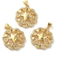 thumbnail image 2 of 1Pcs Flower Pendants with Star Rack Plating Brass Micro Pave Cubic Zirconia Pendants Real 18K Gold Plated DIY, 2 of 4