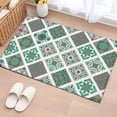thumbnail image 3 of Dark Green Floral Pattern Front Door Rugs 2x3 ft Pink Flowers Vintage Farm Plant Country Small Rug for Entryway Non Slip Washable Bathroom Door Mat Absorbent Floor Mat for Indoor Entrance, 3 of 9