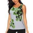 thumbnail image 1 of Balery Watercolor Green Leaves Camiseta sin mangas estampada ligera para mujer, tops de entrenamiento sin mangas, camisetas de yoga transpirables de secado rápido.-Medium, 1 of 7