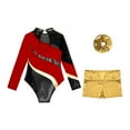 thumbnail image 6 of YONGHS Kids Girls Rhinestone Gymnastic Dance Leotard Tumbling Bodysuit with Shorts Scrunchies Set Red 12, 6 of 7