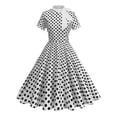 thumbnail image 2 of Elara Women's Vintage Polka Dot Swing Dress Short Sleeve Bow Neck Flared A-Line 50s Retro Party Dresses for Prom Wedding, 2 of 4