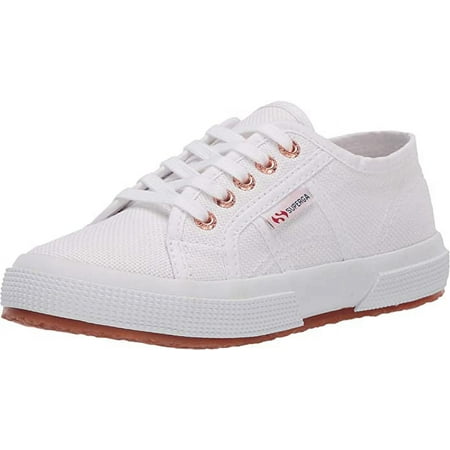Superga JCOT Classic Lace-Up Low Top Sneaker WHT/ROSE (30, WHITE / ROSE)
