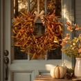 thumbnail image 5 of AYktou Artificial Fall Wreath for Front Door, 16 Inch Autumn Wreath for Home Decor, Orange Oak Leaves with Linen Bow, Thanksgiving Wreath for Farmhouse Indoor Outdoor Window Wall Door Decor, 5 of 7