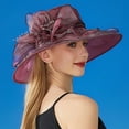 thumbnail image 7 of HJYCHN Elegant Womens Wide Brim Sun Hat Floral Design Summer Beach Dress Hat for Outdoor Wedding Shower One Size, 7 of 7