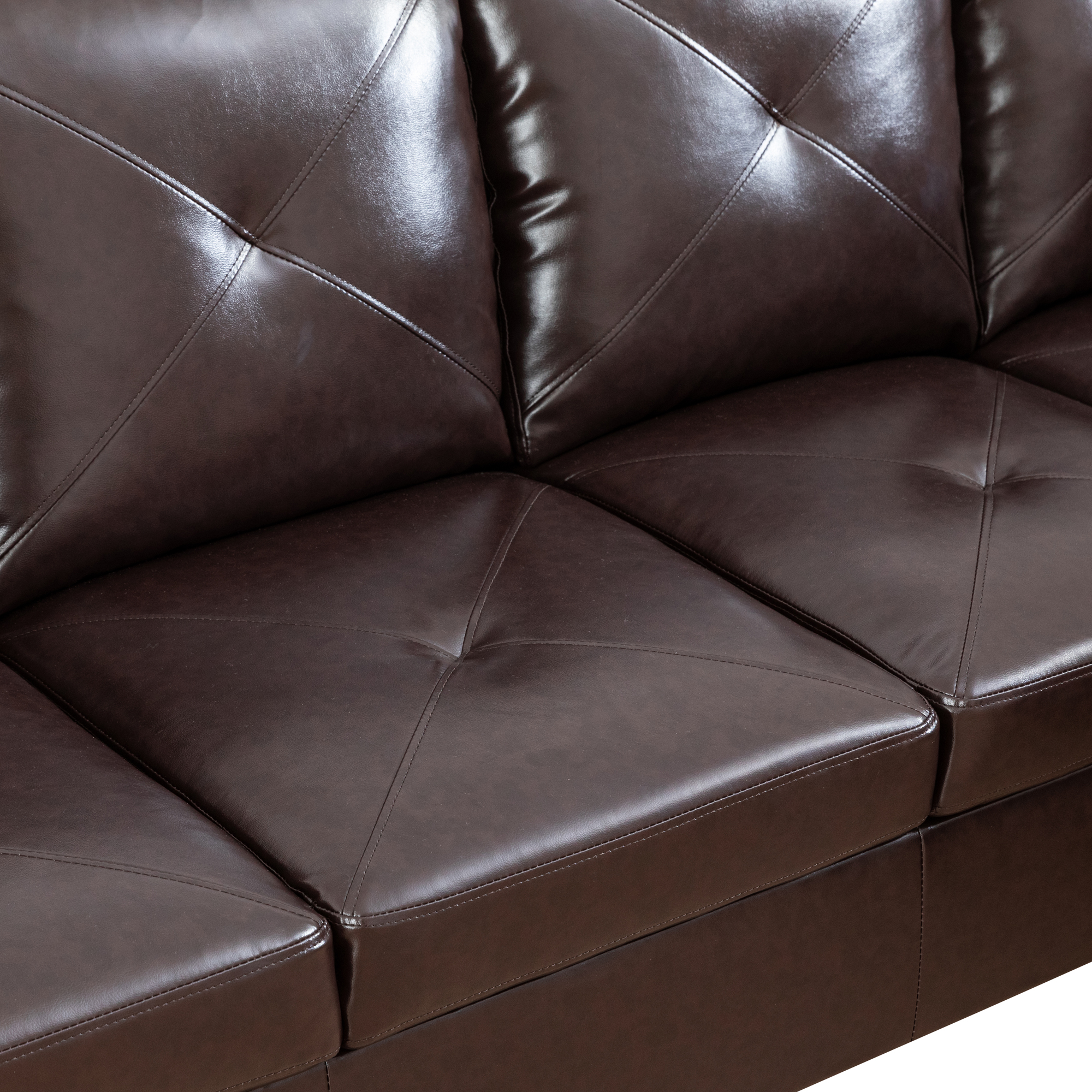 Prilinex L Shaped Couch Sectional Couches with Chaise and Storage Ottoman, 3 Pieces Modular Sofa for Living Room Furniture Sets and Small Apartment, Brown