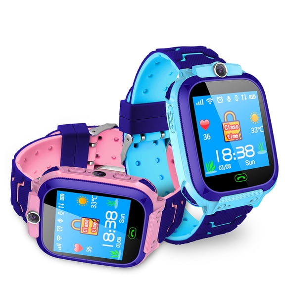 Kids Smartwatch GPS Tracker Touch Screen Phone Watch Voice Chat Photo SOS Safe Call for Boys Girls Blue 1.44 in / 3.66 cm