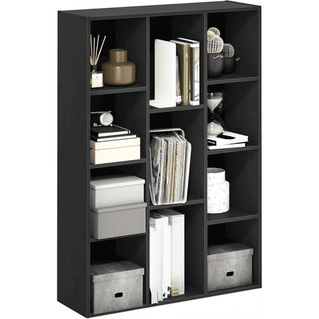 11-Cube Bookshelf with Reversible Design in Blackwood Bestseling