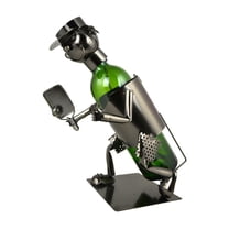 Metal Wine Bottle Holder Pickleball Player for Tabletop in Silver