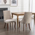 thumbnail image 2 of Dining Room Chairs Set of 2, Velvet Kitchen Chair Wood Legs, Comfy Fabric Upholstered Accent Chair Modern Armless Chairs, Beige, 2 of 7