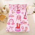 thumbnail image 5 of jejeloiu Pink Cowgirl Disco Full Size Sheets Kids,Retro Western Print Bed Sheets,4-Piece, 5 of 6