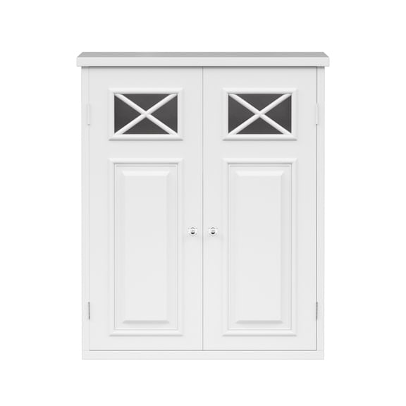 Teamson Home Dawson Removable Wooden Wall Cabinet with Cross Molding and 2 Doors, White