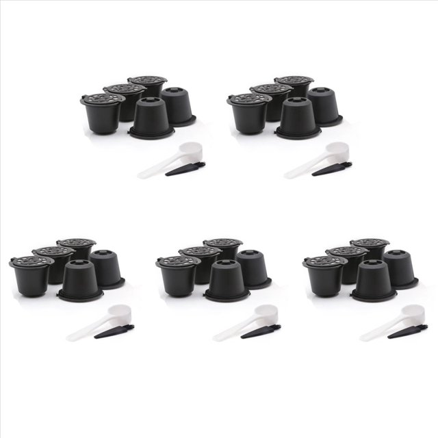 25 CáPsulas Reutilizables Filtro de CáPsula de Café Recargable con MáQuinas de Café con Cepillo Cuchara de Café